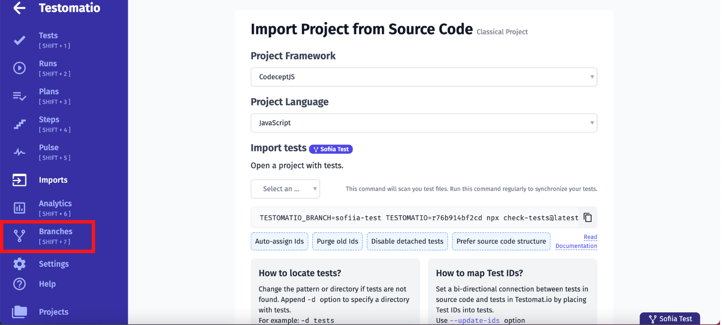 Import project from source code