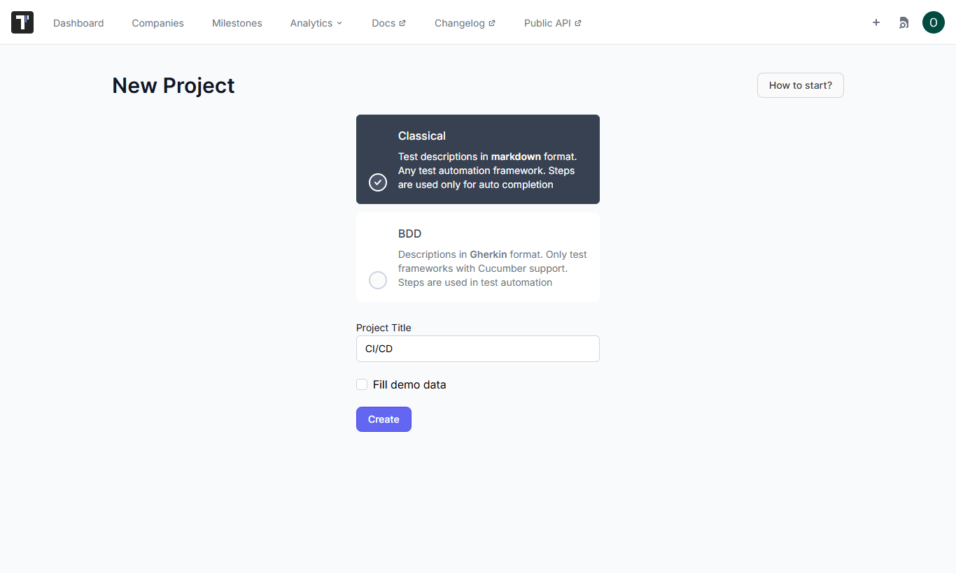 Start A Project And Create Test Cases