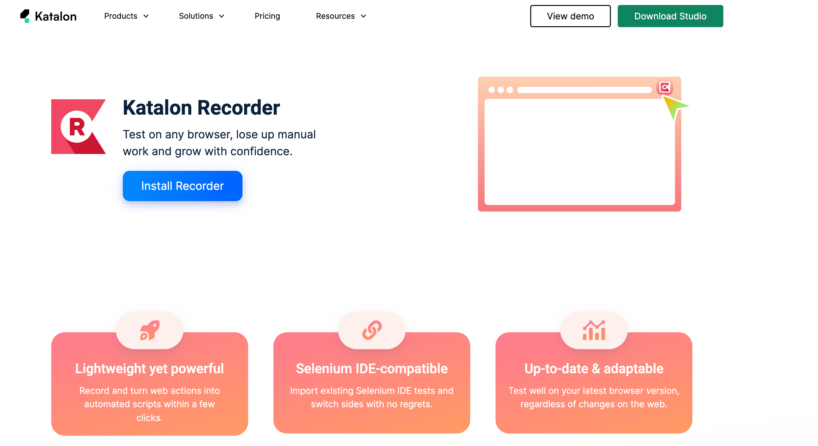 Screenshot of Katalon Recorder