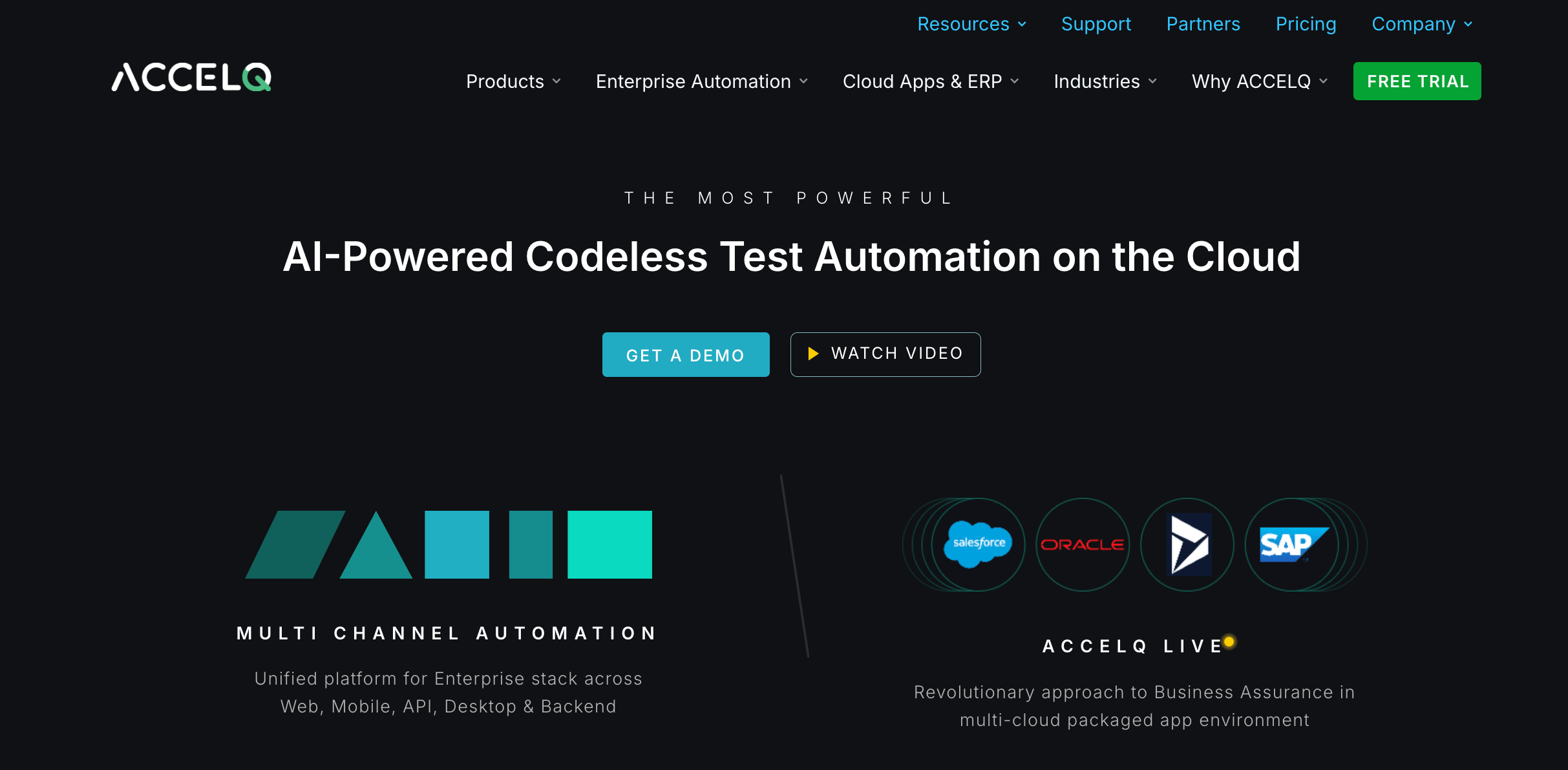 Interface of the test automation tool AccelQ