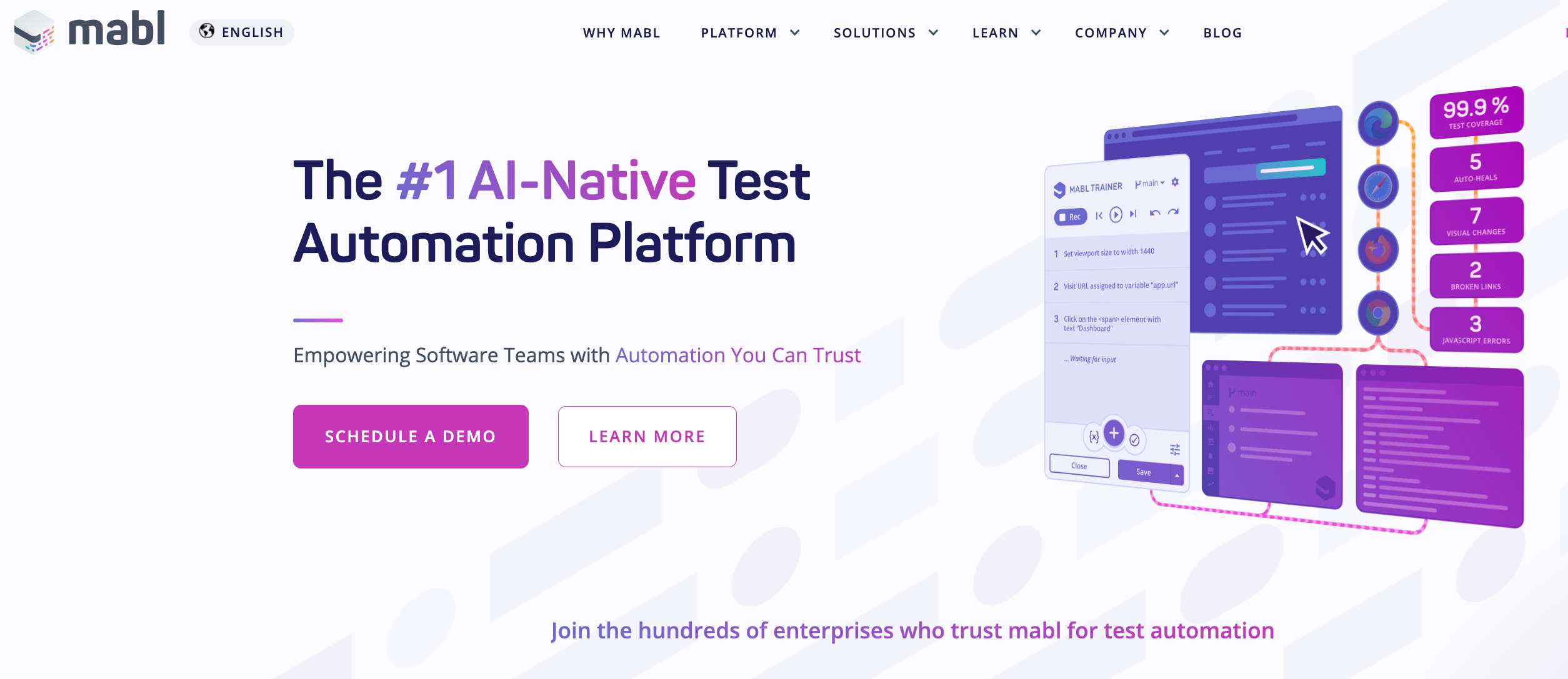 Interface of the Test Automation Platform Mabl