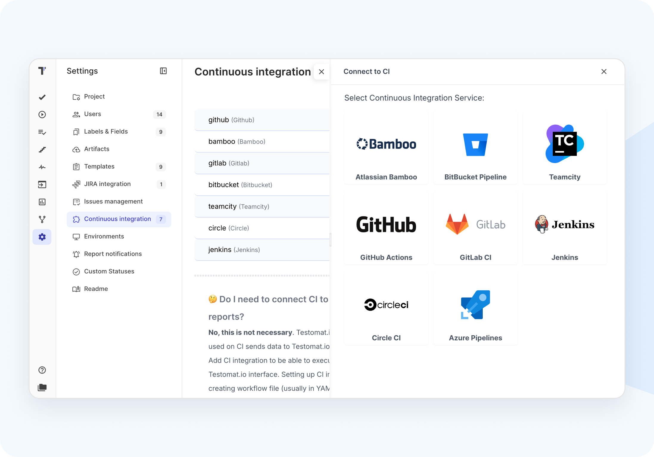 Integrations implemented in test management