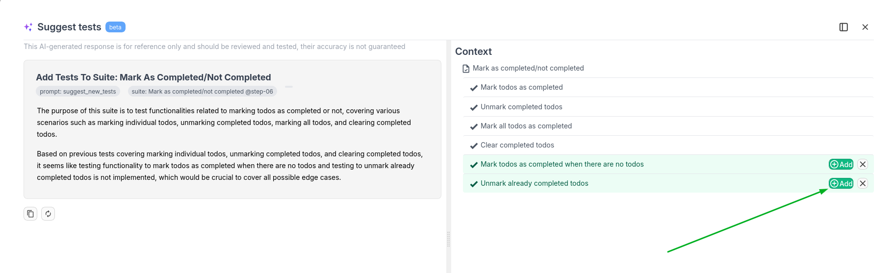 Screen with Testomat.io example