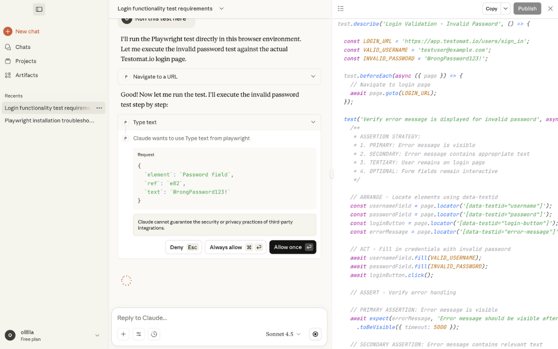 Playwright Test Claude