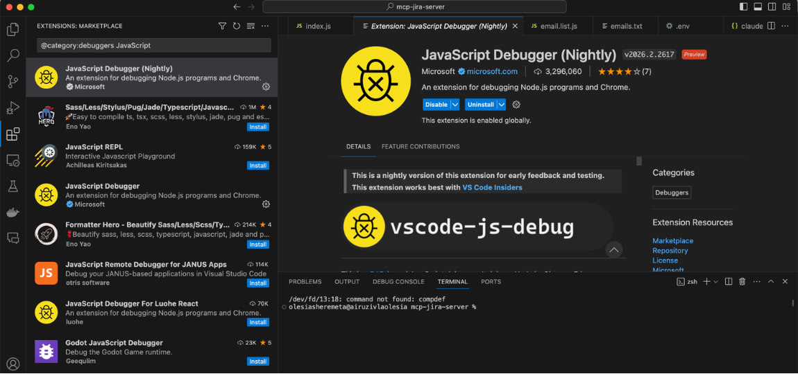 Debugging Extension VSCode