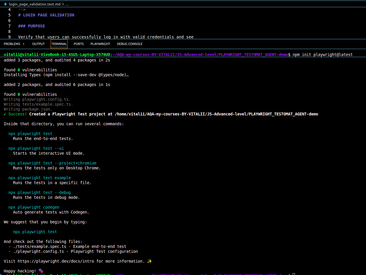 Setting up Playwright