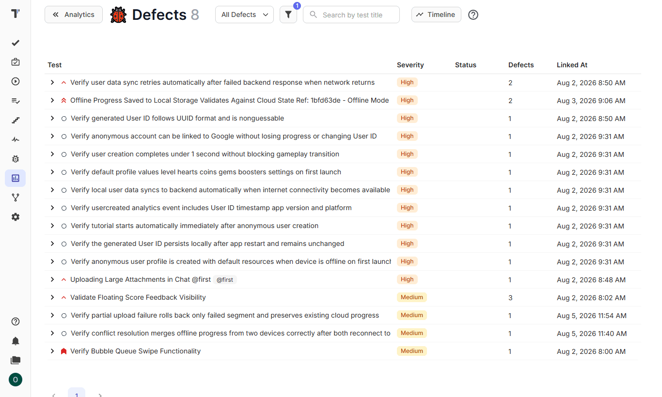 Defects in analytics