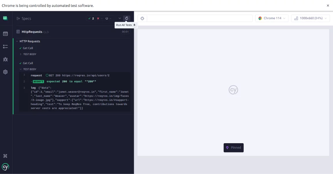 Execution API tests using Cypress Cloud