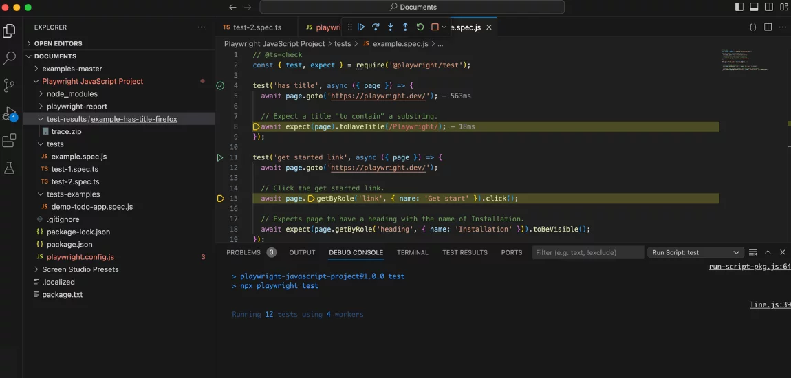 Screenshot of Playwright Trace Viewer