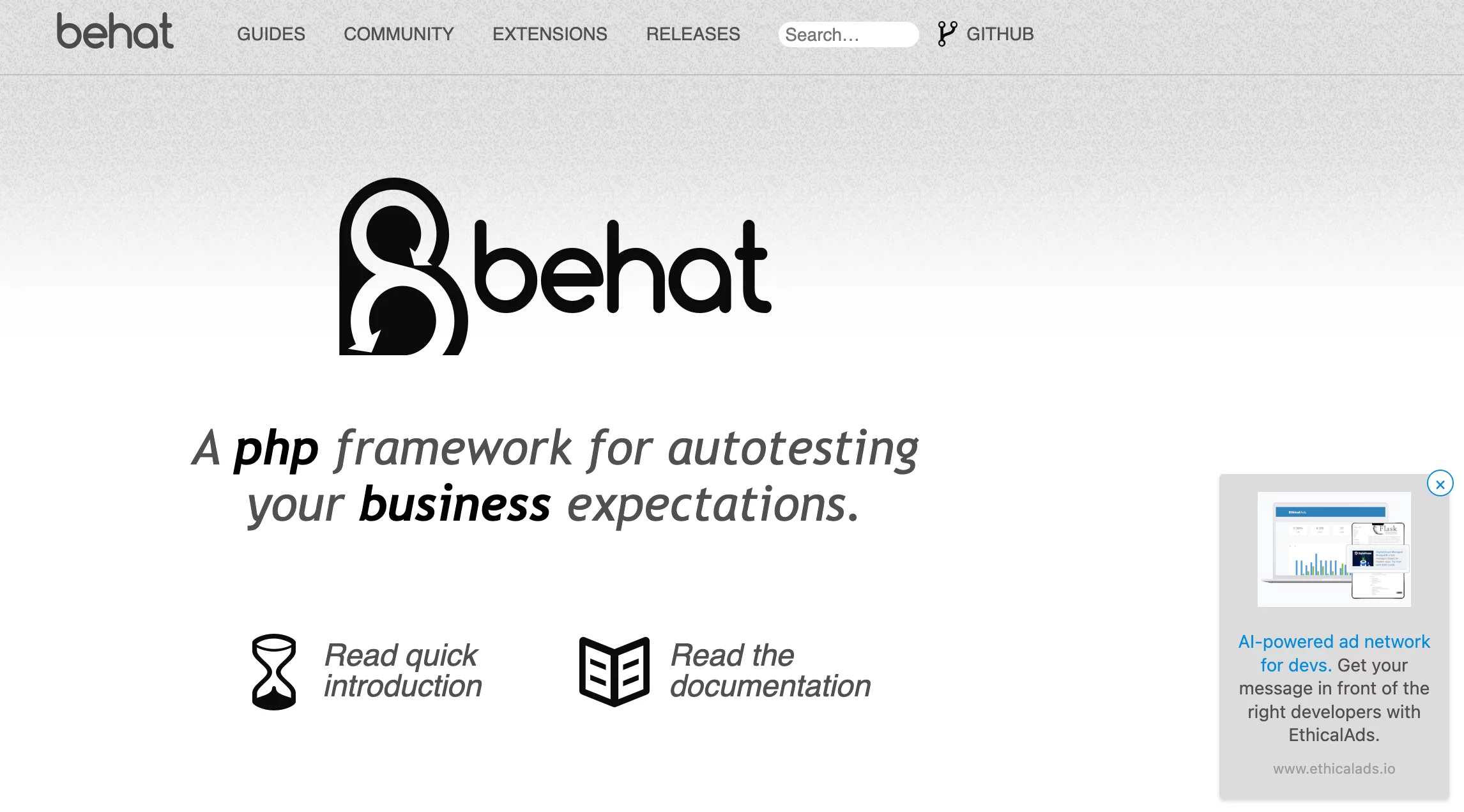 BDD testing for PHP interface Behat screenshot