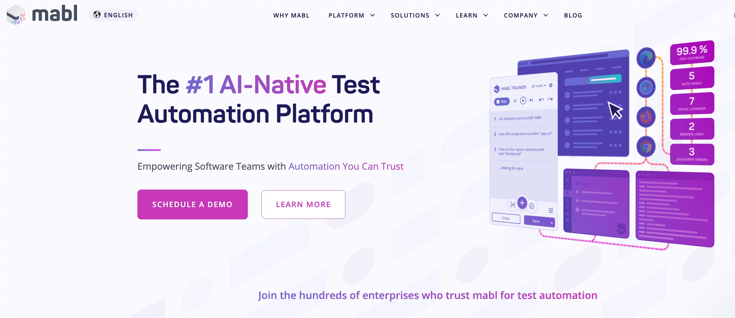 Interface of the Test Automation Platform Mabl