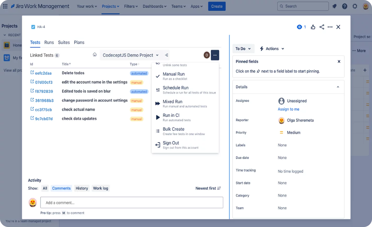 Testomat.io and Jira