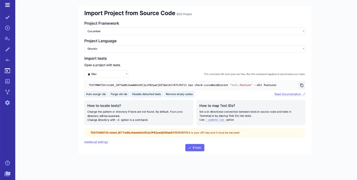 Import Cucumber BDD test cases into TMS