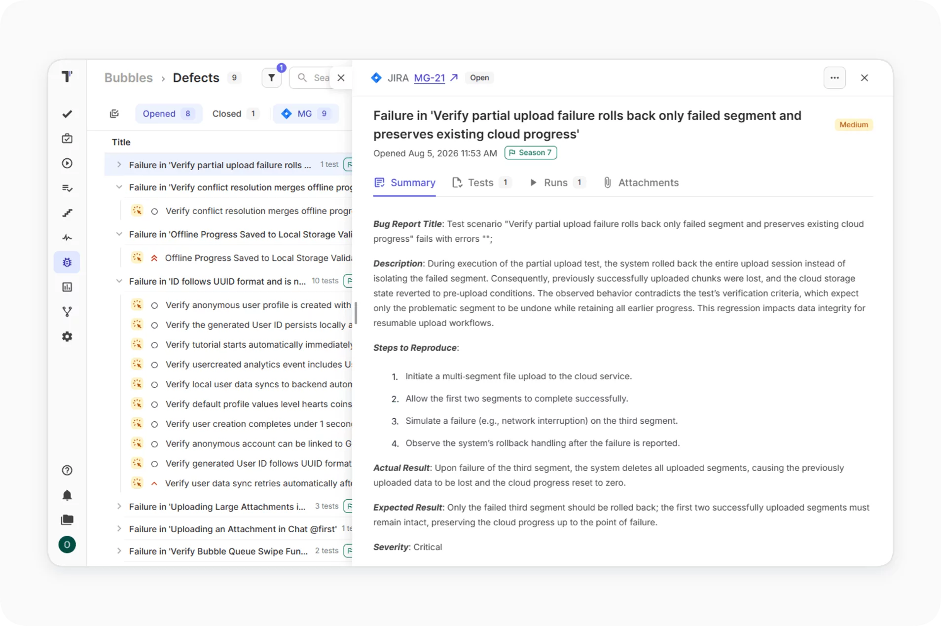 Defects Linked to Jira