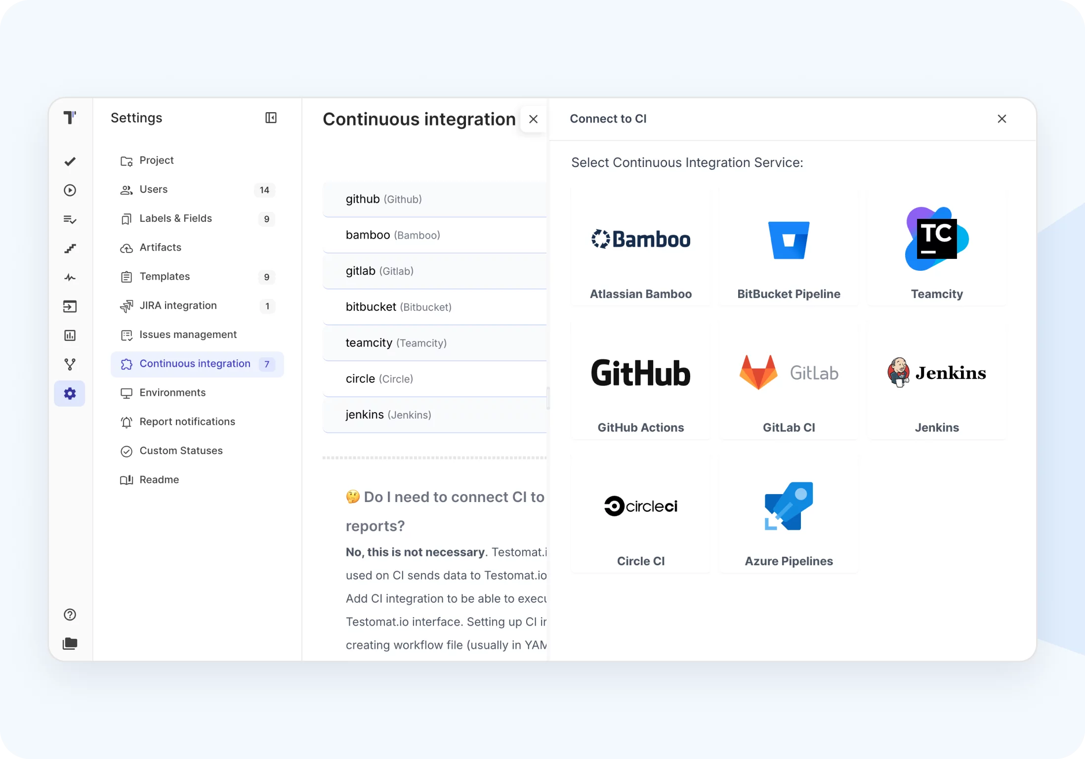 Integrations implemented in test management