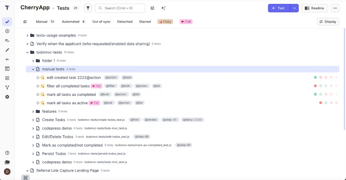 Manual testing in Testomat.io