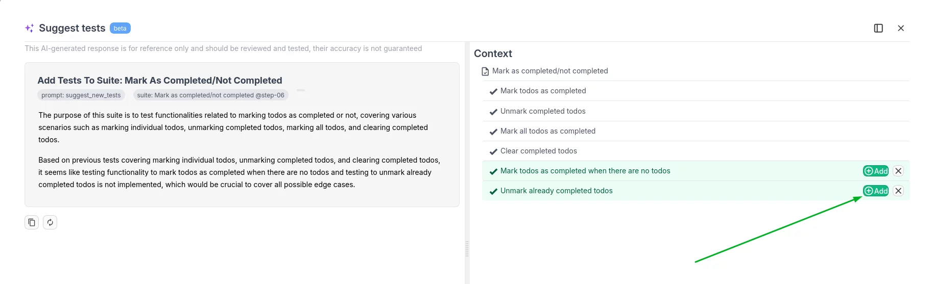 Screen with Testomat.io example