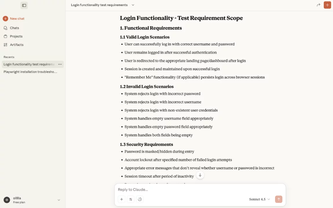 Claude acceptance Requirements