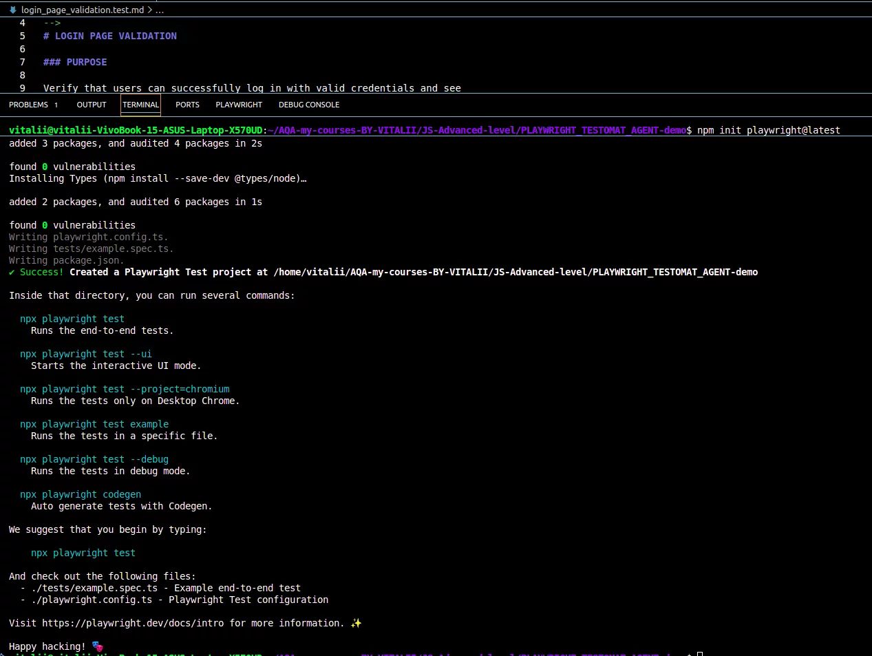 Setting up Playwright