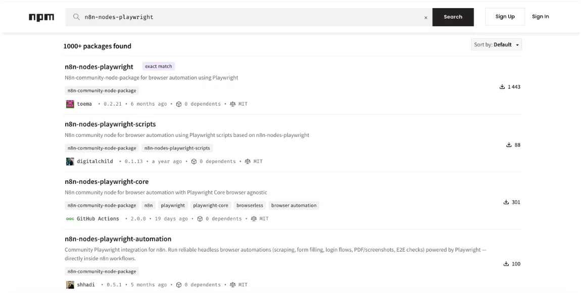 n8n playwright community node