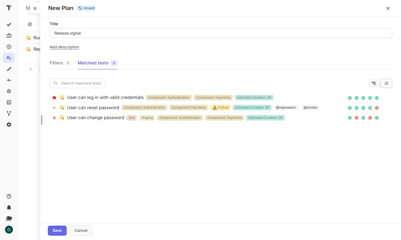 Manual and automated tests in a single mixed plan