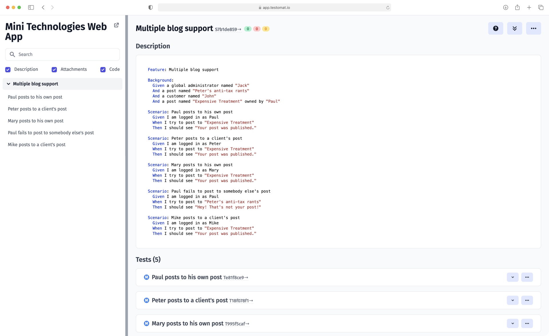 Living Documentation in Test Management System