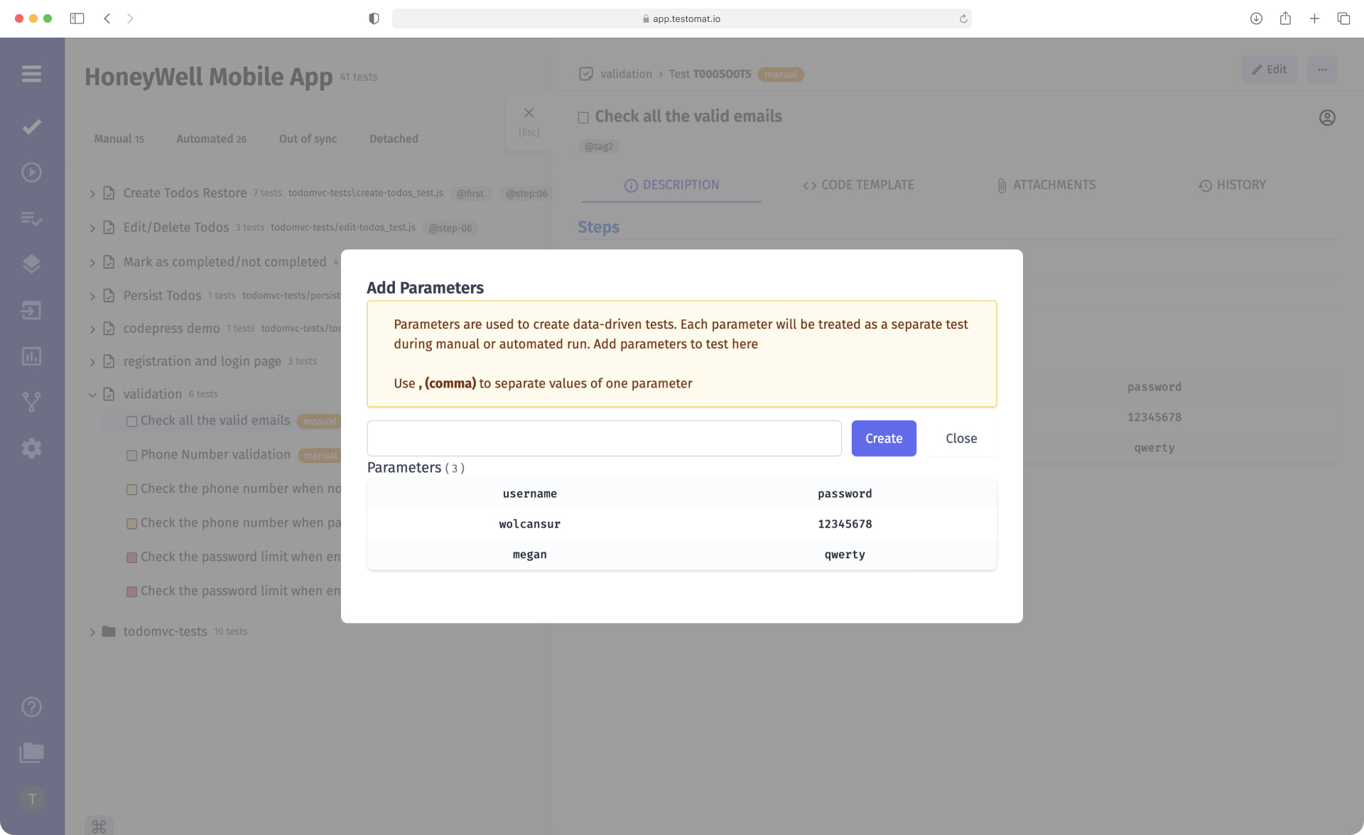 Test Case Parametrization Test Management