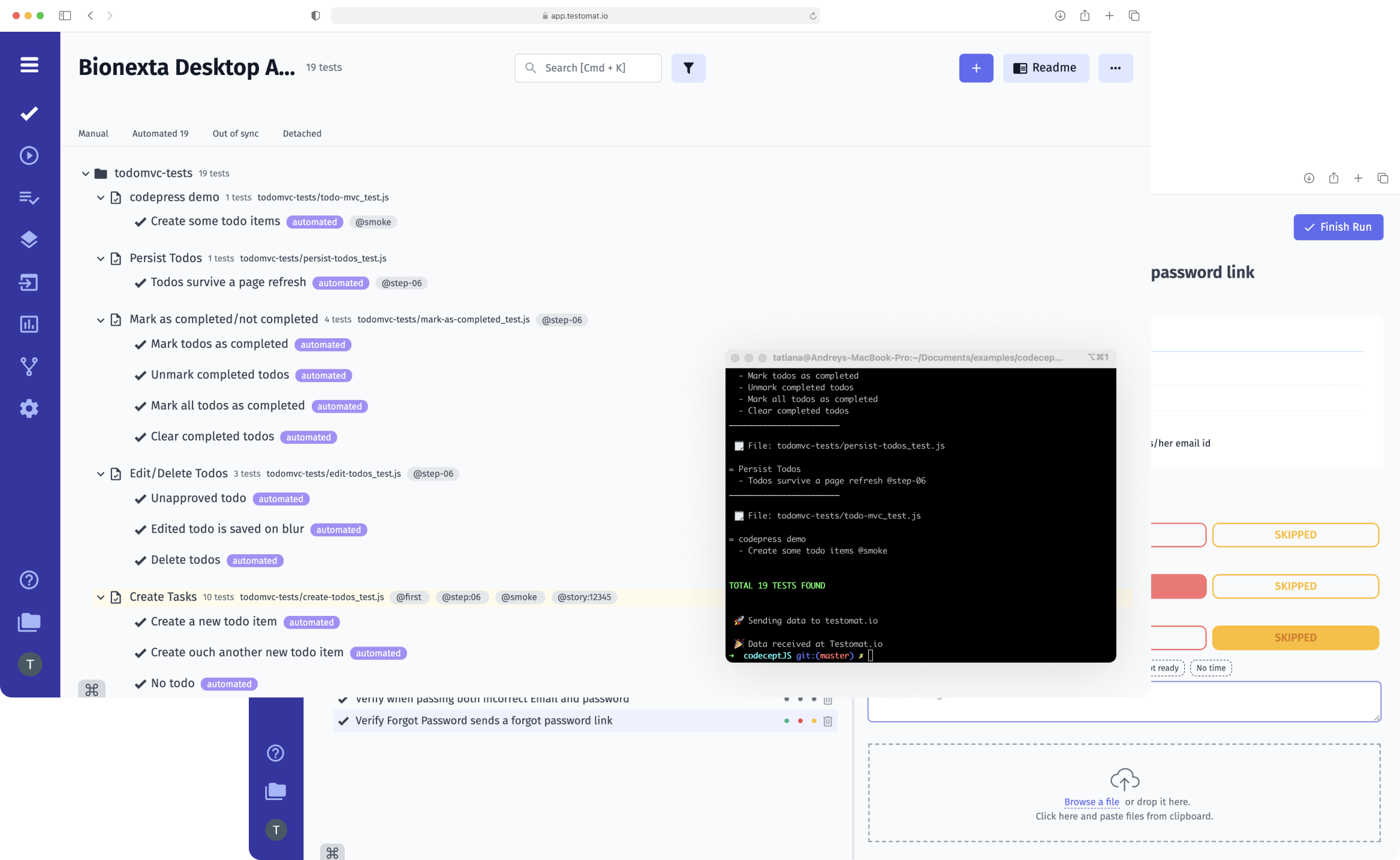 Demo boilerplate organization test project in test suites and folder