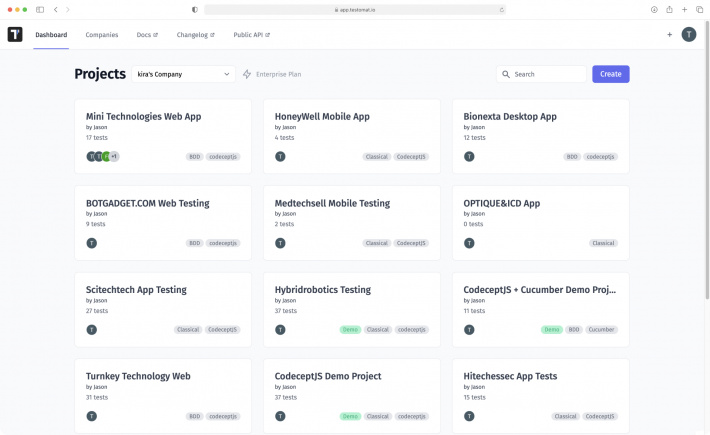 Dashboard team management in testomatio test management tool