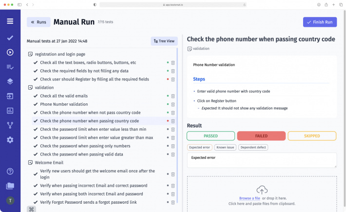 Run manual test cases in test management system