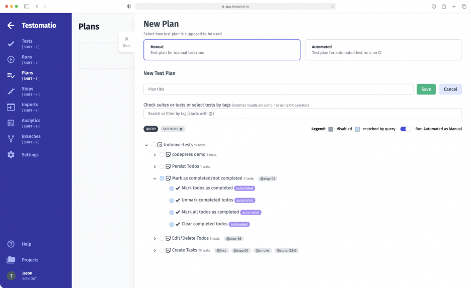 Execute automated tests as manual