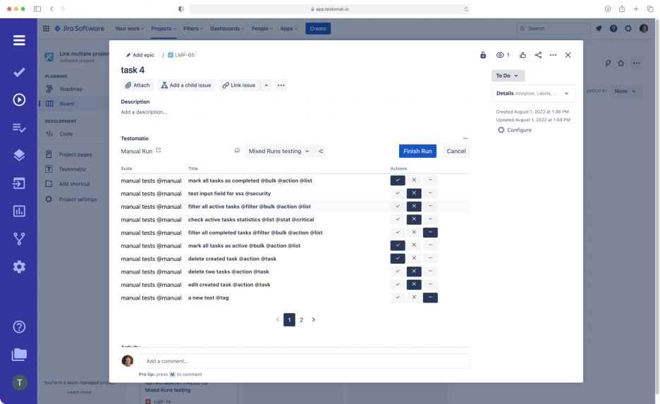 jira test execution