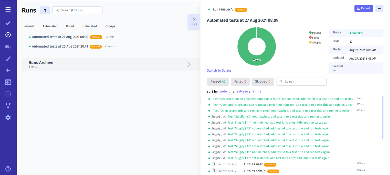 reports on test results