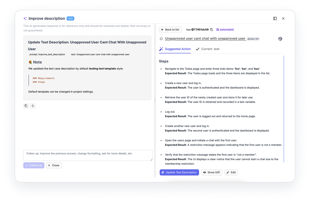 AI-powered testomatio features