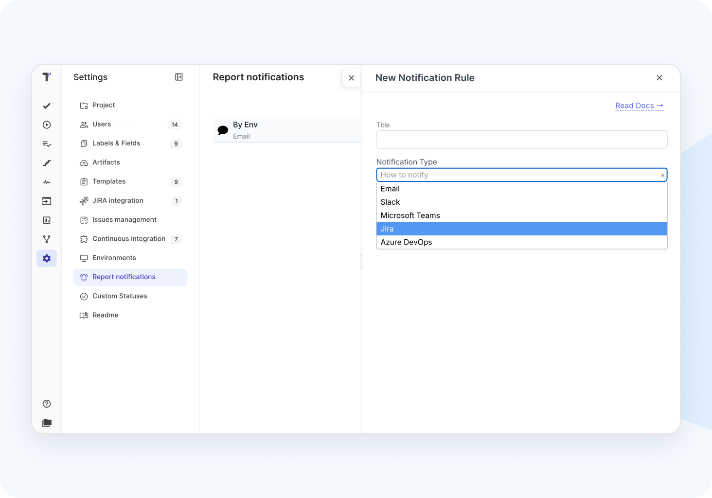 Linking tests and notifications