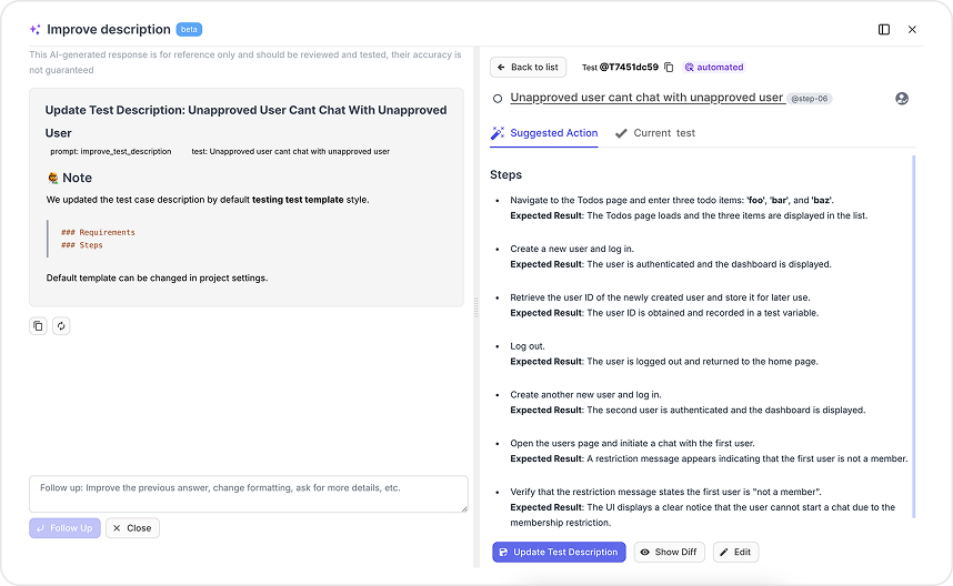 AI-powered testomatio features