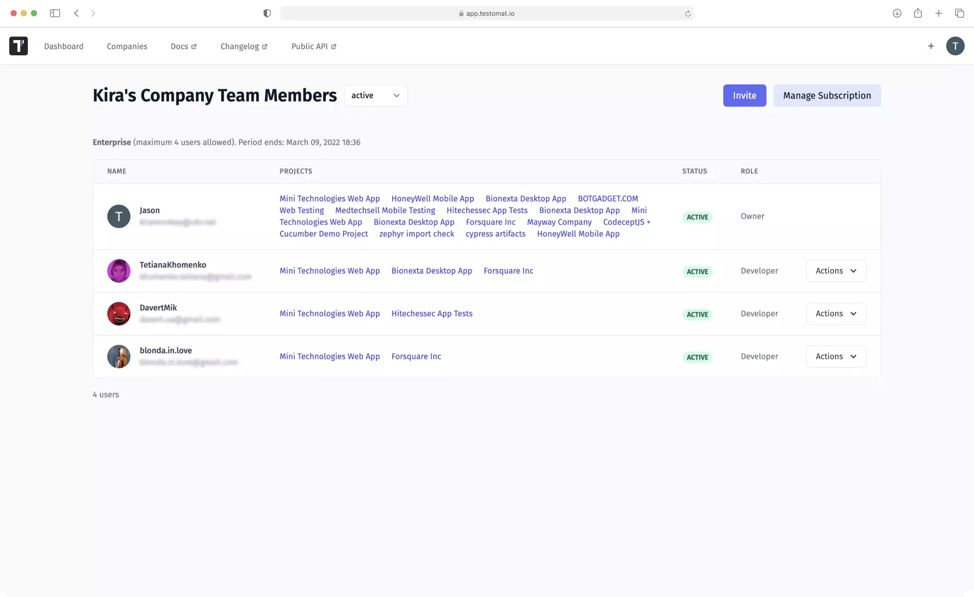 Manager User Roles in Test Management System