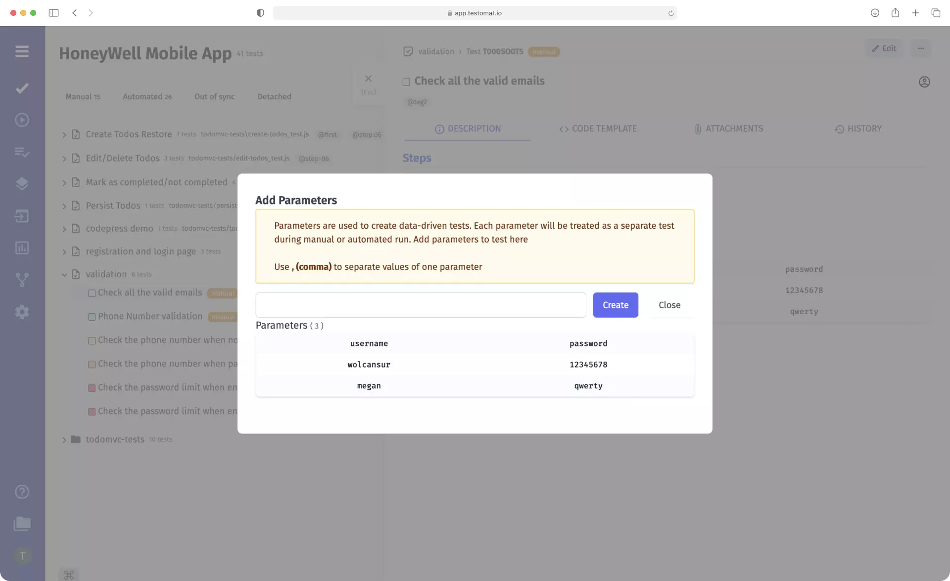 Test Case Parametrization Test Management