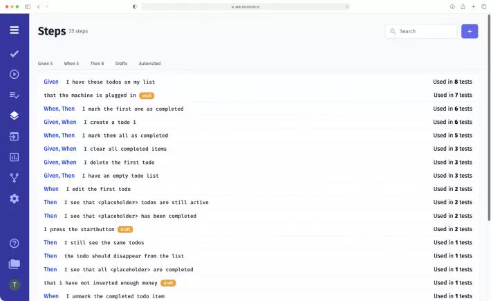 BDD scenario steps auto completion