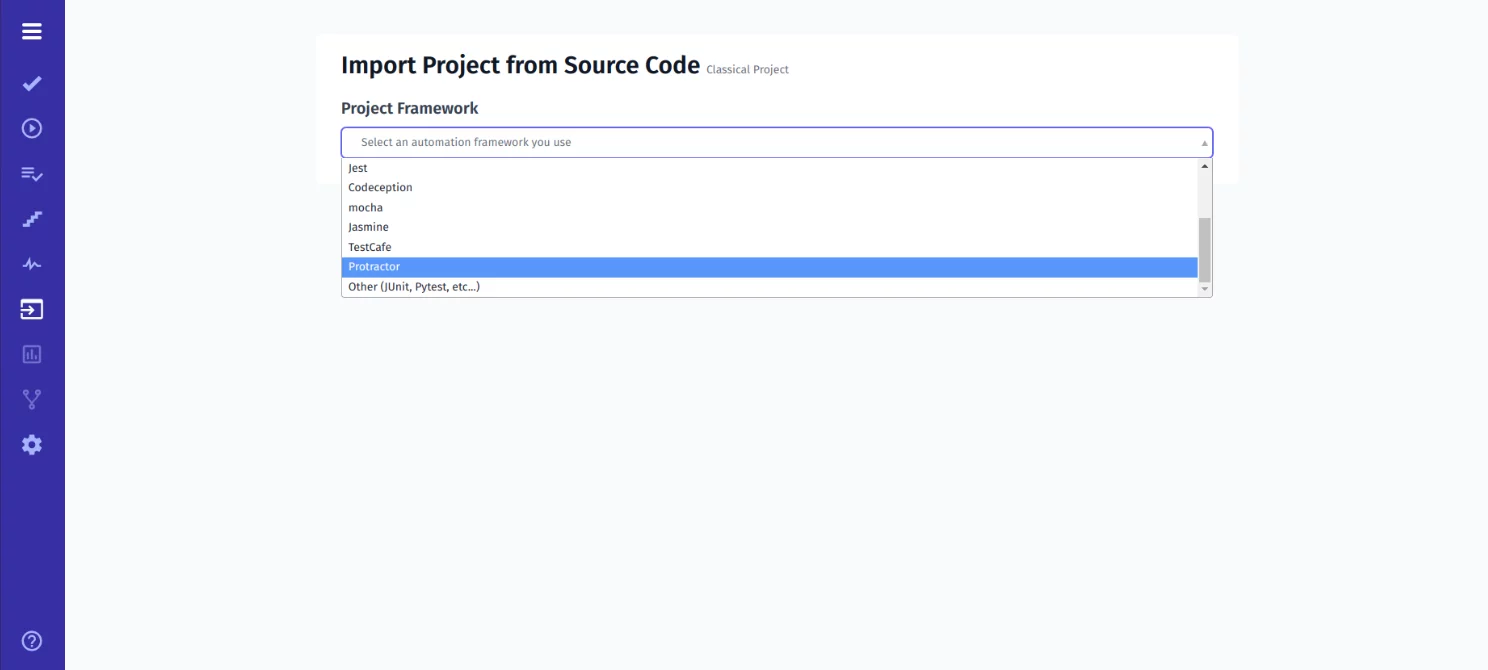select the settings that match your project