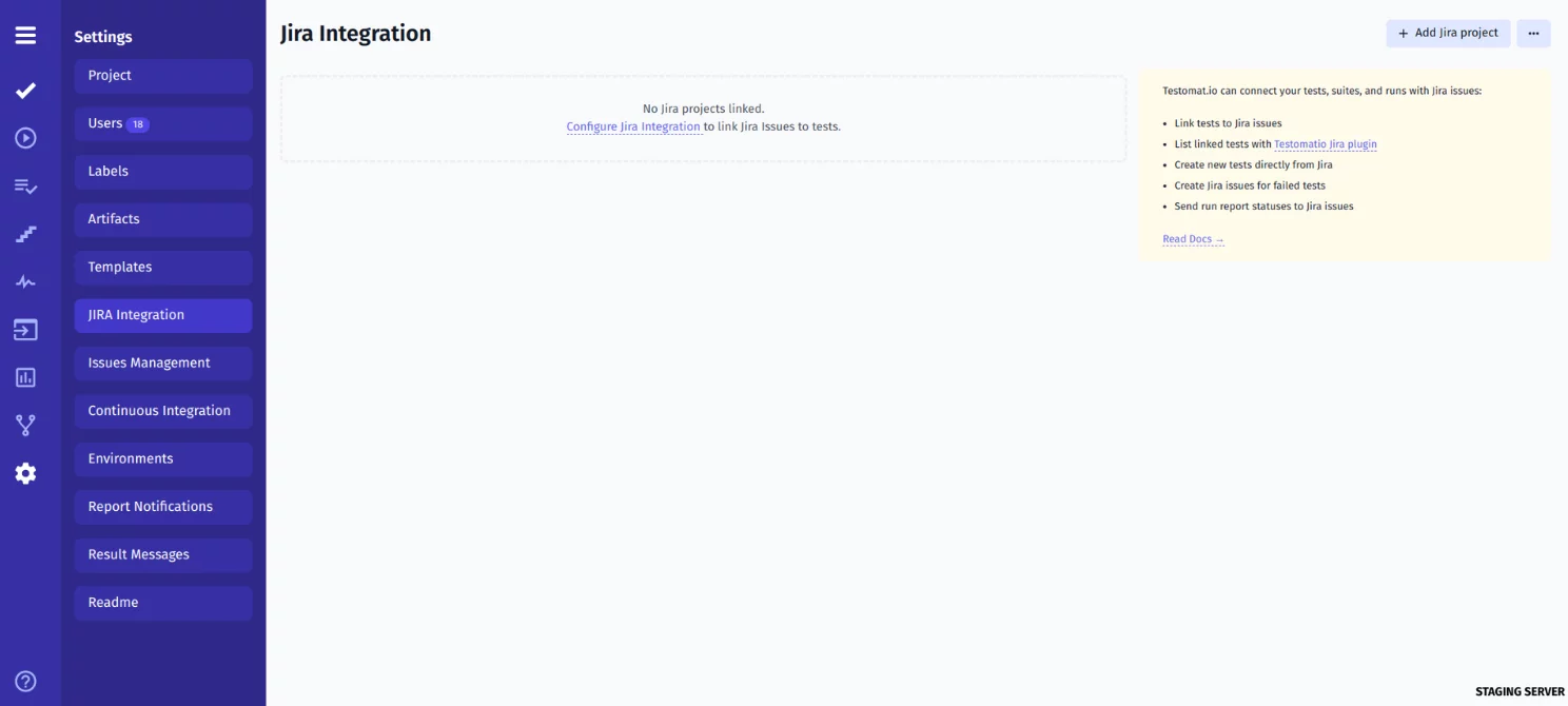 Connecting to JIRA project
