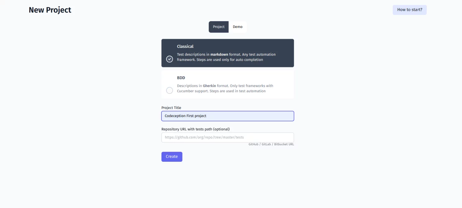 Create A New Test Project