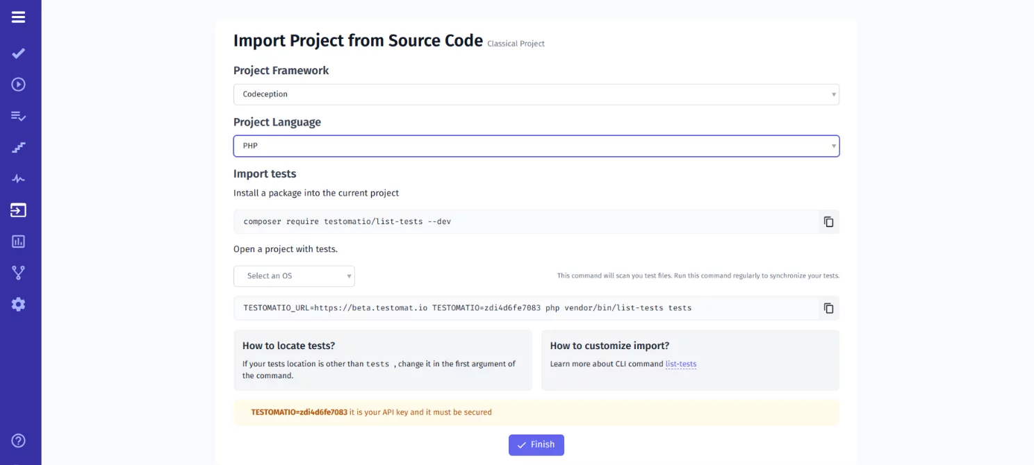 Import Codeception Automated Tests Into TMS