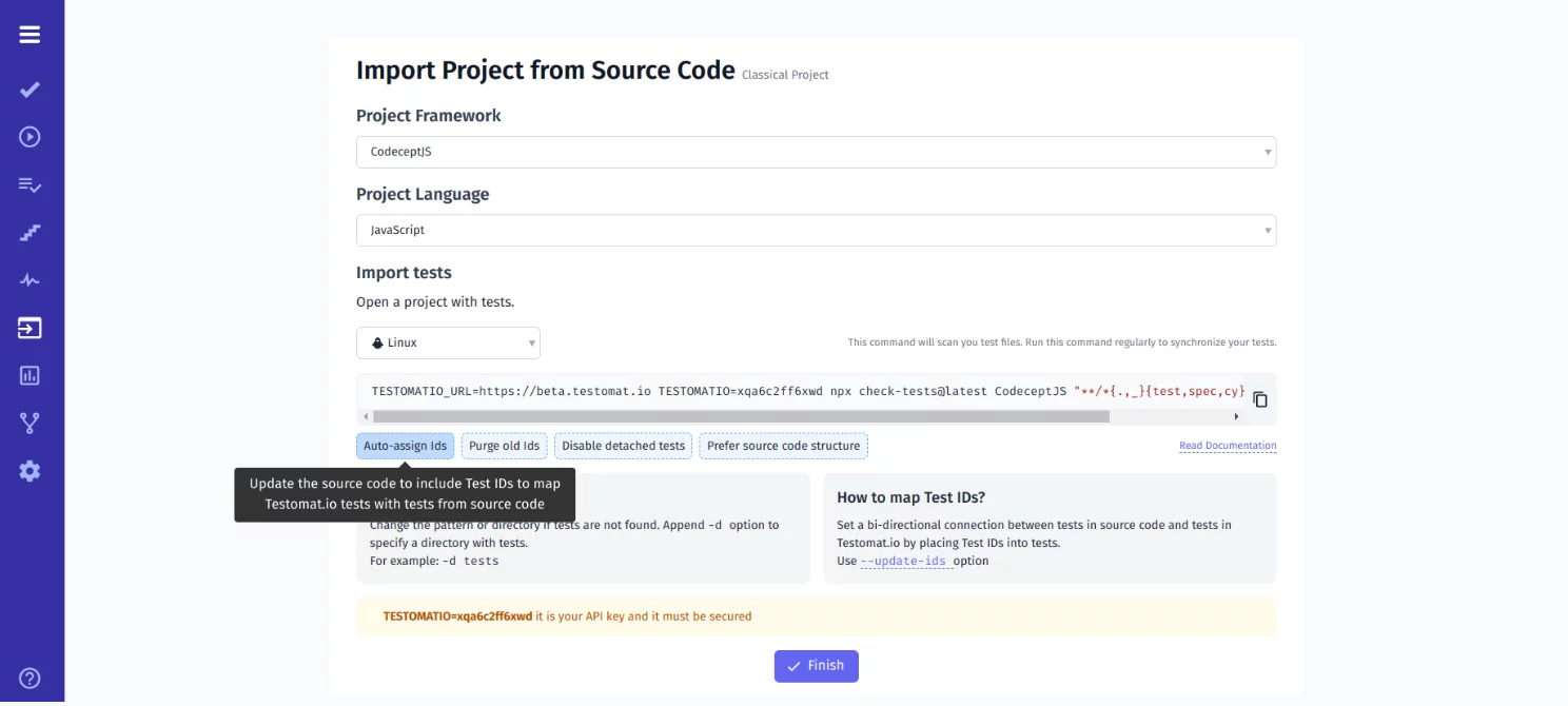 Testomat.io import sourse_code ids
