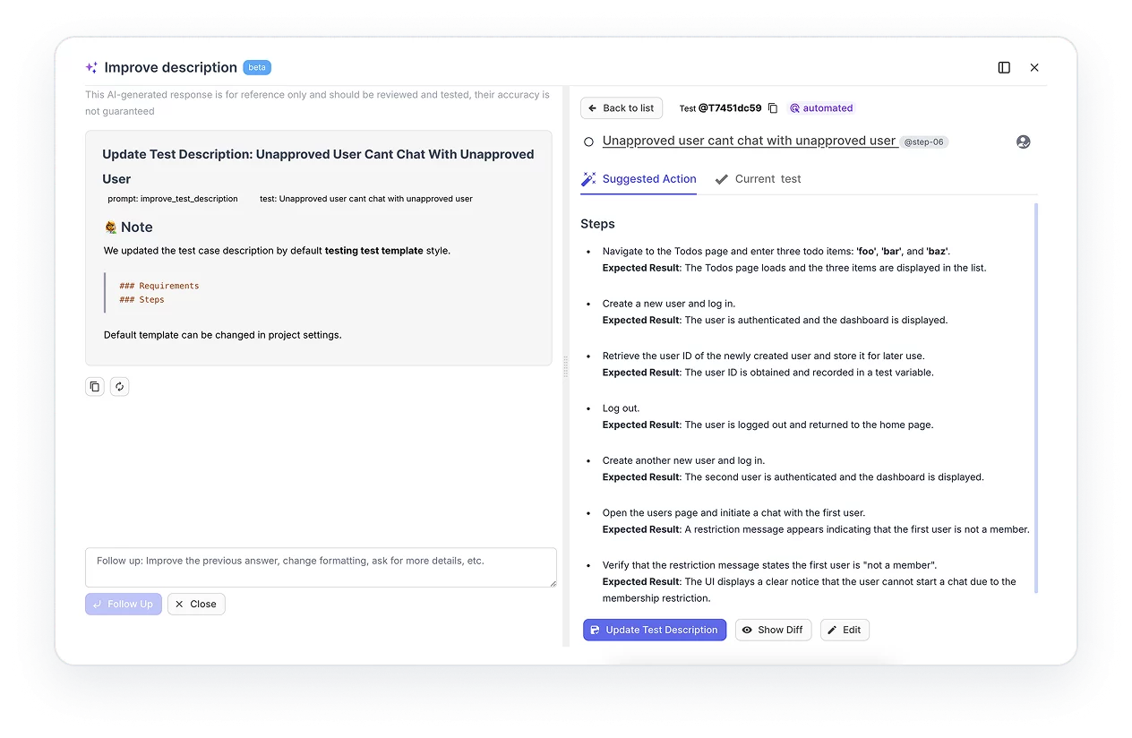 AI-powered testomatio features