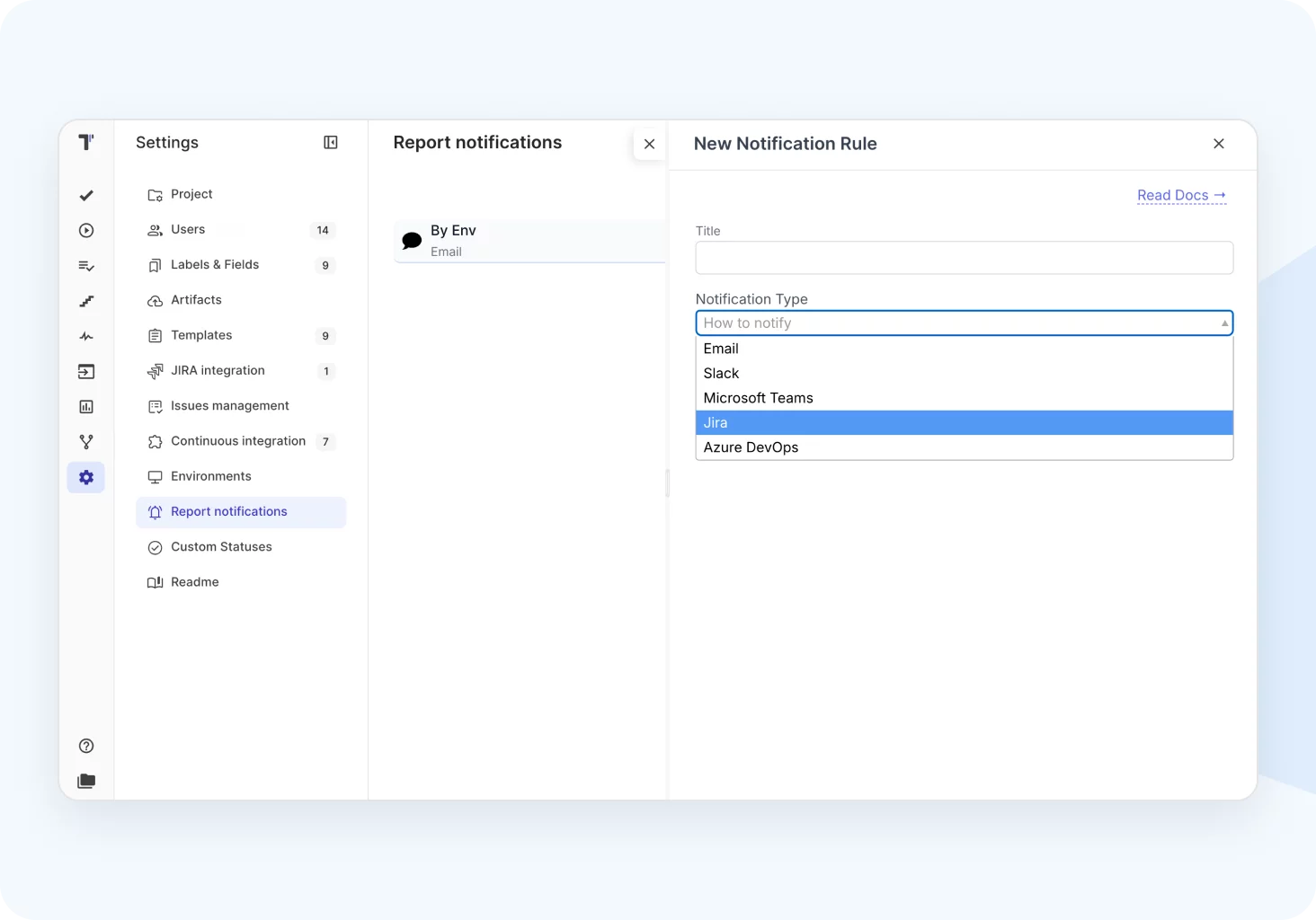Linking tests and notifications