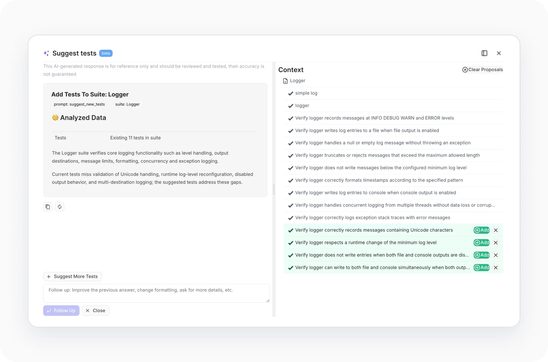 AI-powered test assistance 