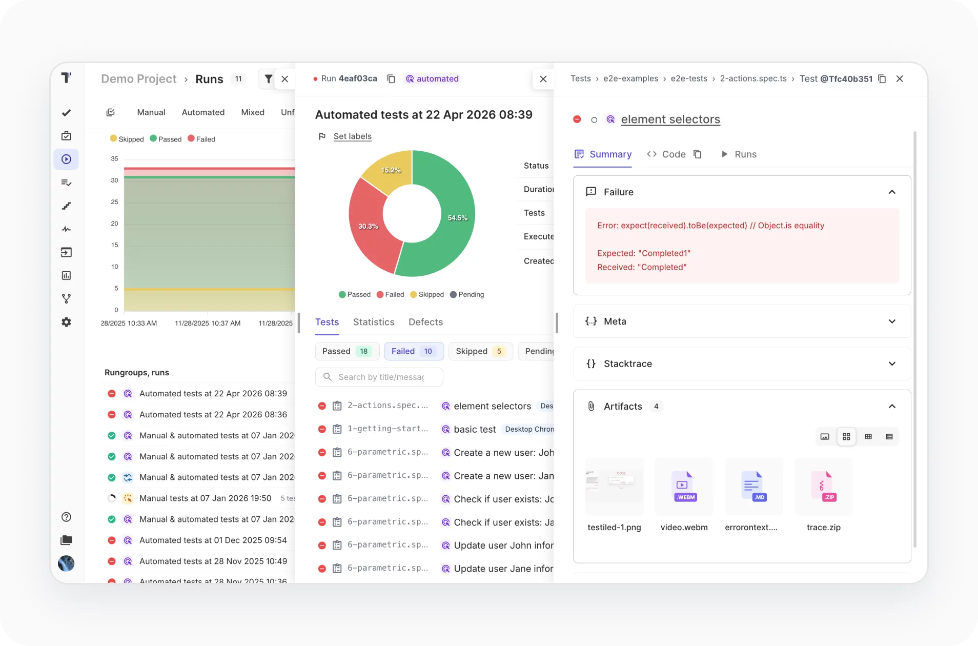 Native logs & artefact management