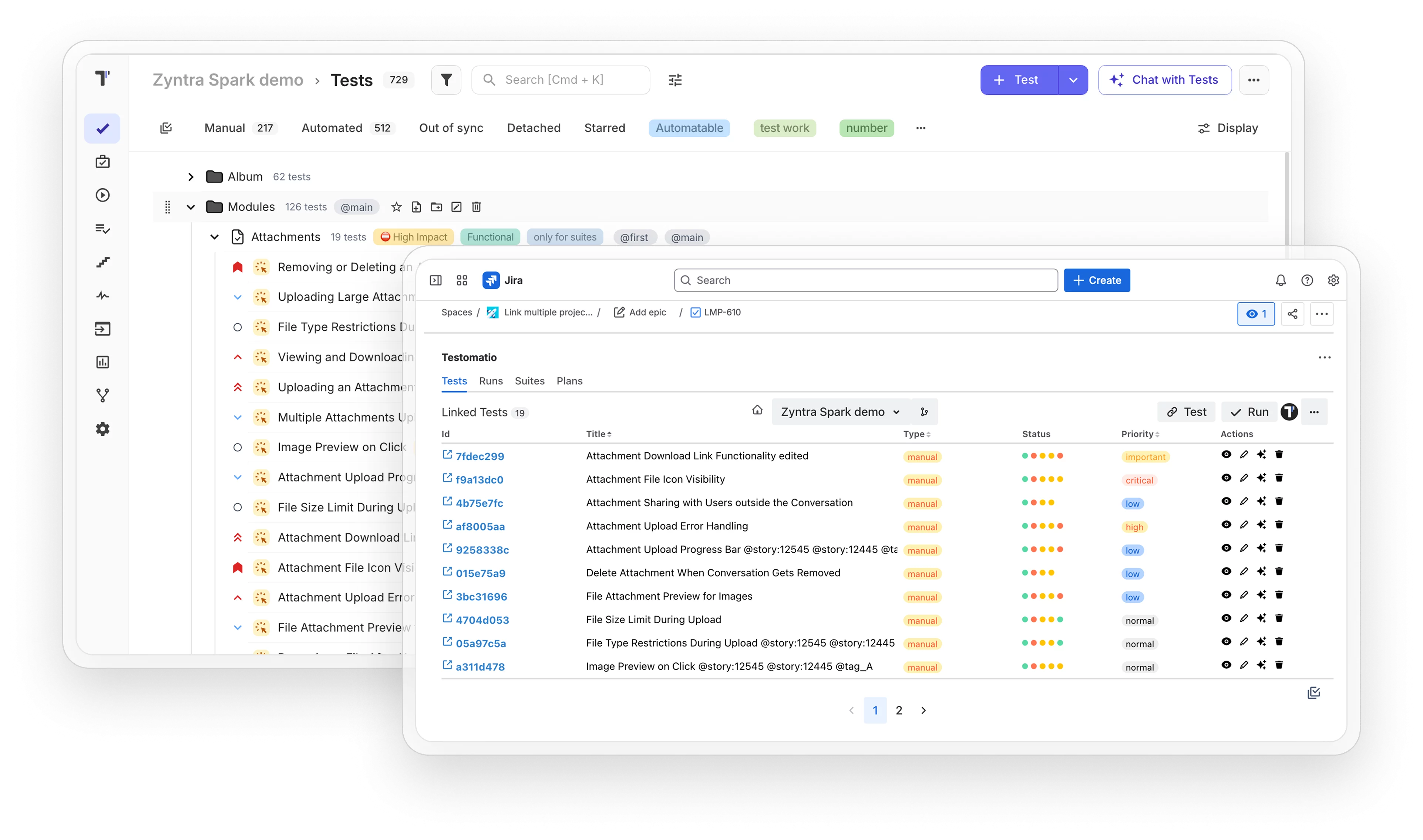 Jira test managment