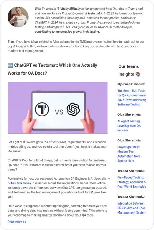Ambassadors' profile featured in email digest